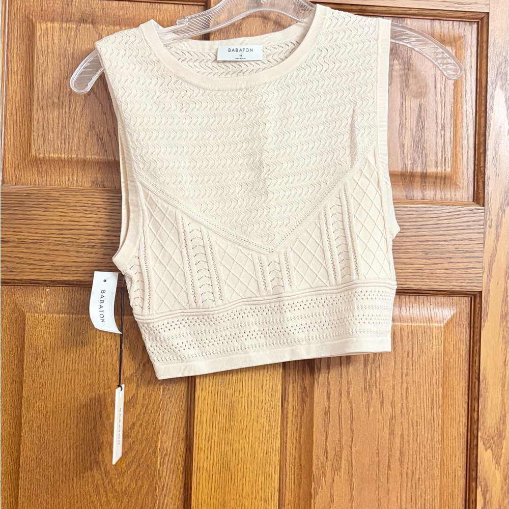 Aritizia Babaton Cream Sleeveless Knit Top